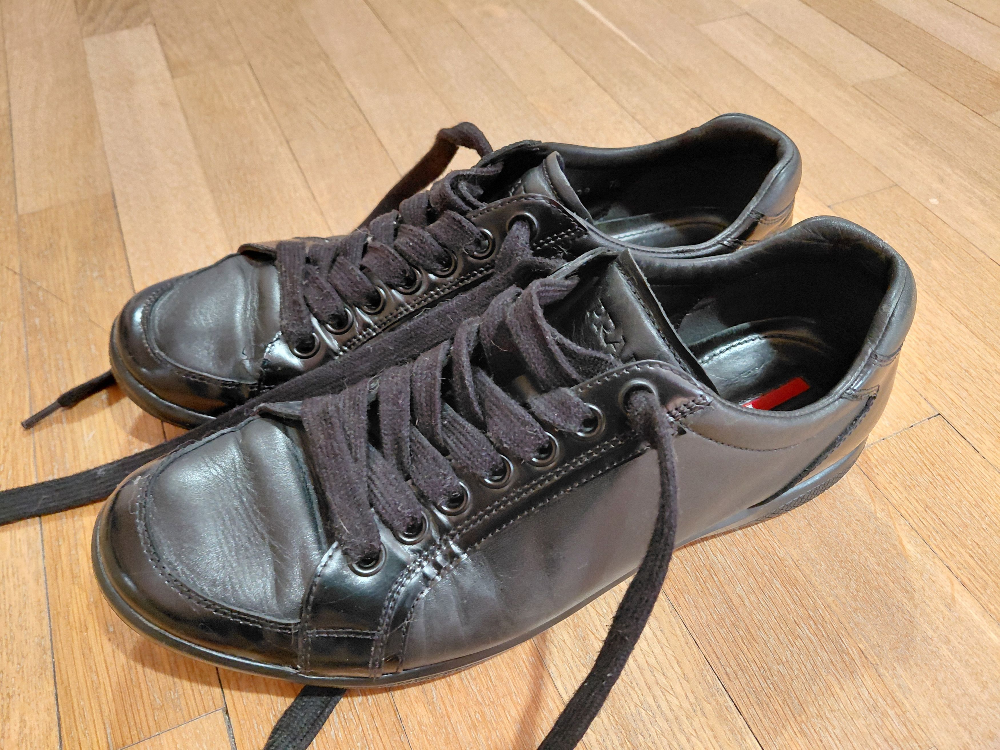 Prada Prada Sneakers Luxury Shoes Black Leather Authentic Size US 7.5 / EU 40-41 - 2 Thumbnail