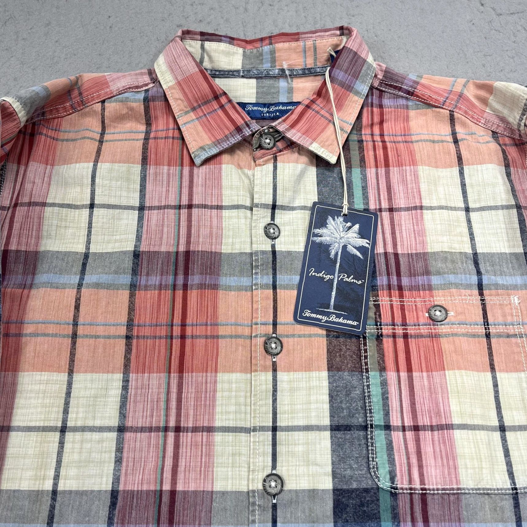 Tommy Bahama Tommy Bahama Shirt Mens Large Multicolor Plaid Indigo Palms Cotton NWT Size US L / EU 52-54 / 3 - 2 Thumbnail