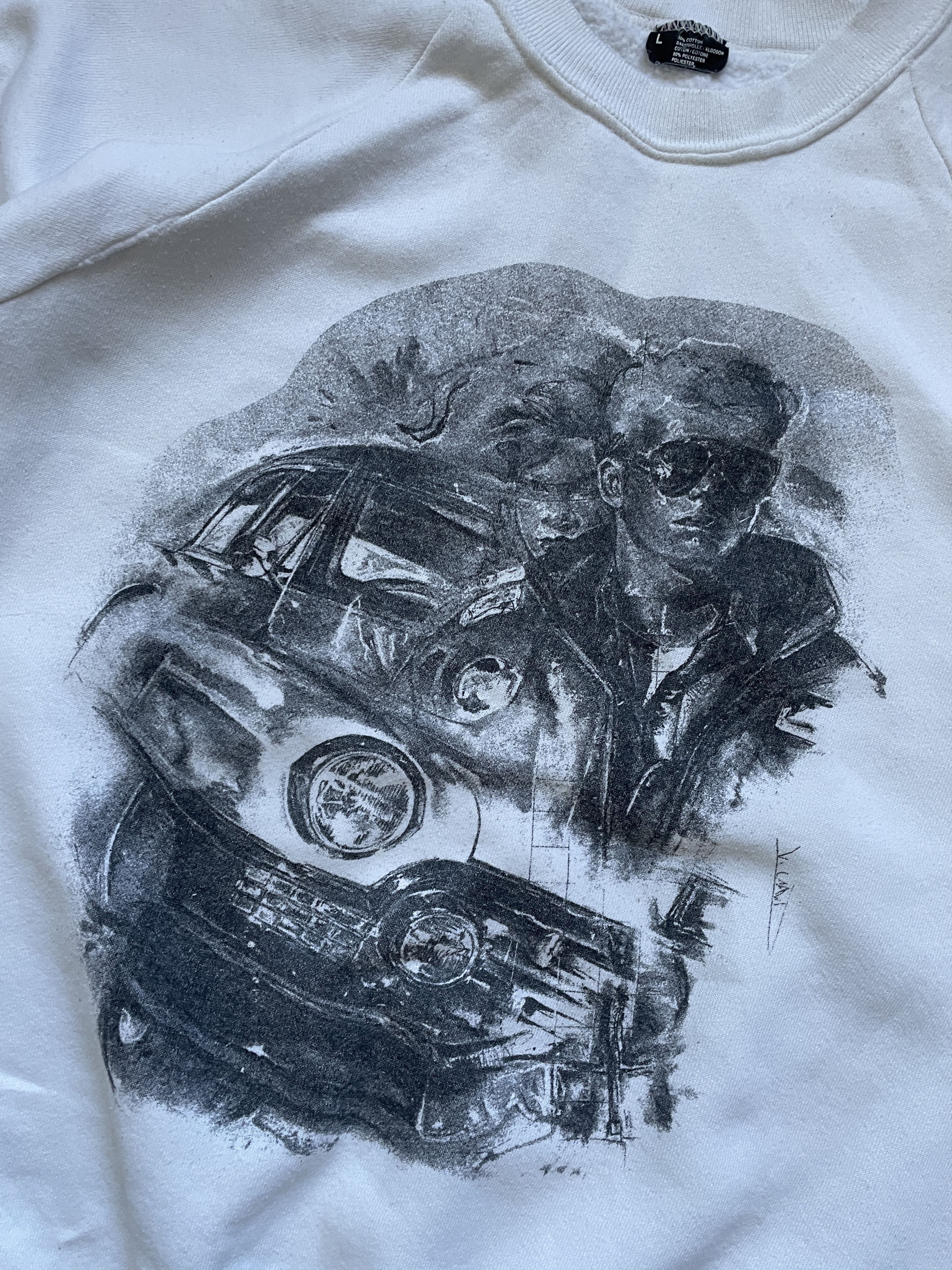 Vintage VINTAGE 80S SCREEN STARS WHITE BOXY MIAMI COP CREWNECK Size US L / EU 52-54 / 3 - 4 Thumbnail