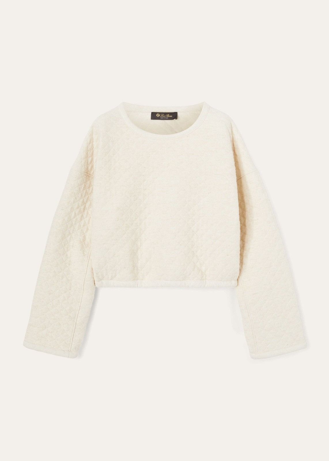 Loro Piana o1srvl11e0824 Tacna Cropped Sweatshirt in Off White Size L / US 10 / IT 46 - 1 Thumbnail