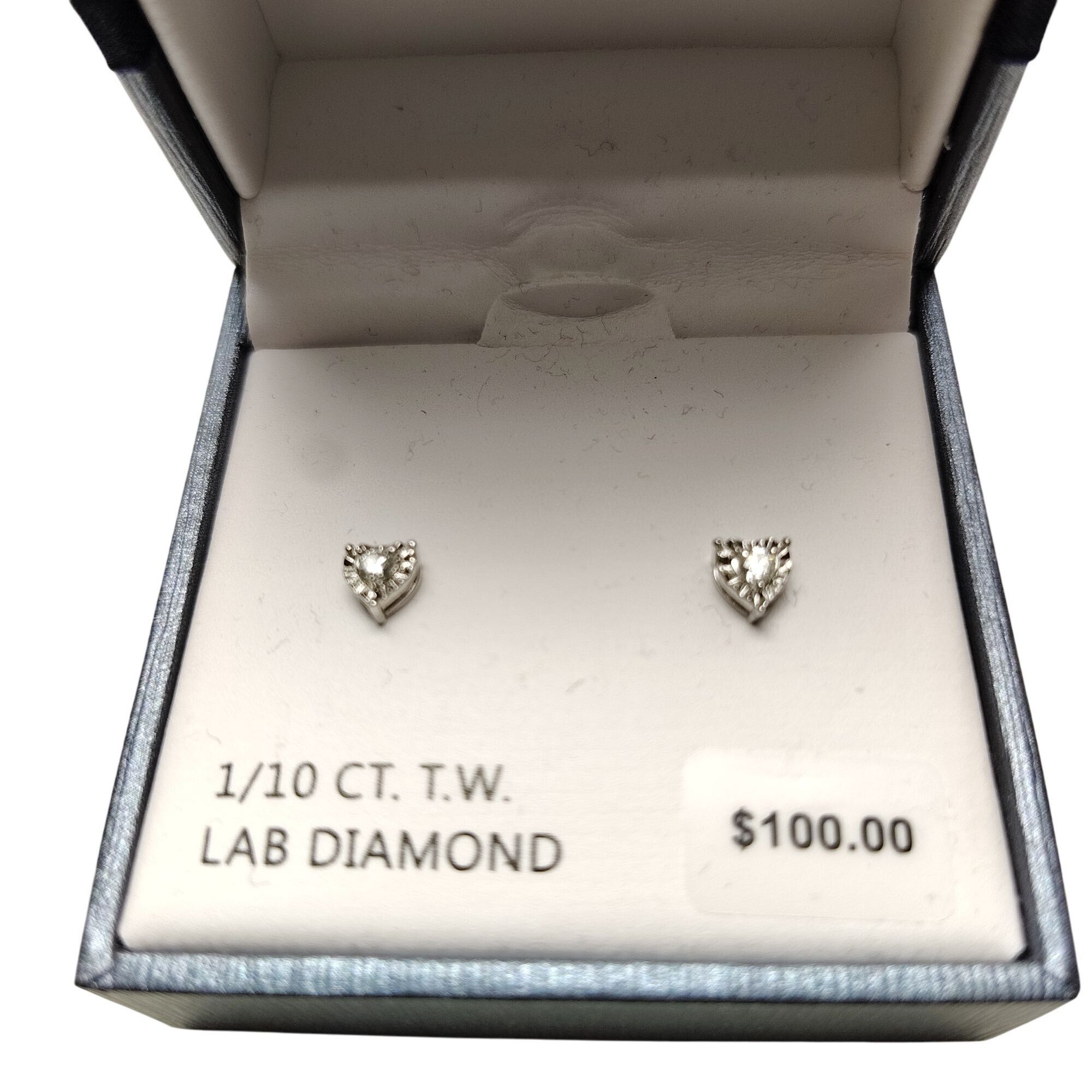 Other Sterling Silver 1/10 Ct. T.W. Lab Diamond Heart-Shaped Stud Size ONE SIZE - 4 Thumbnail