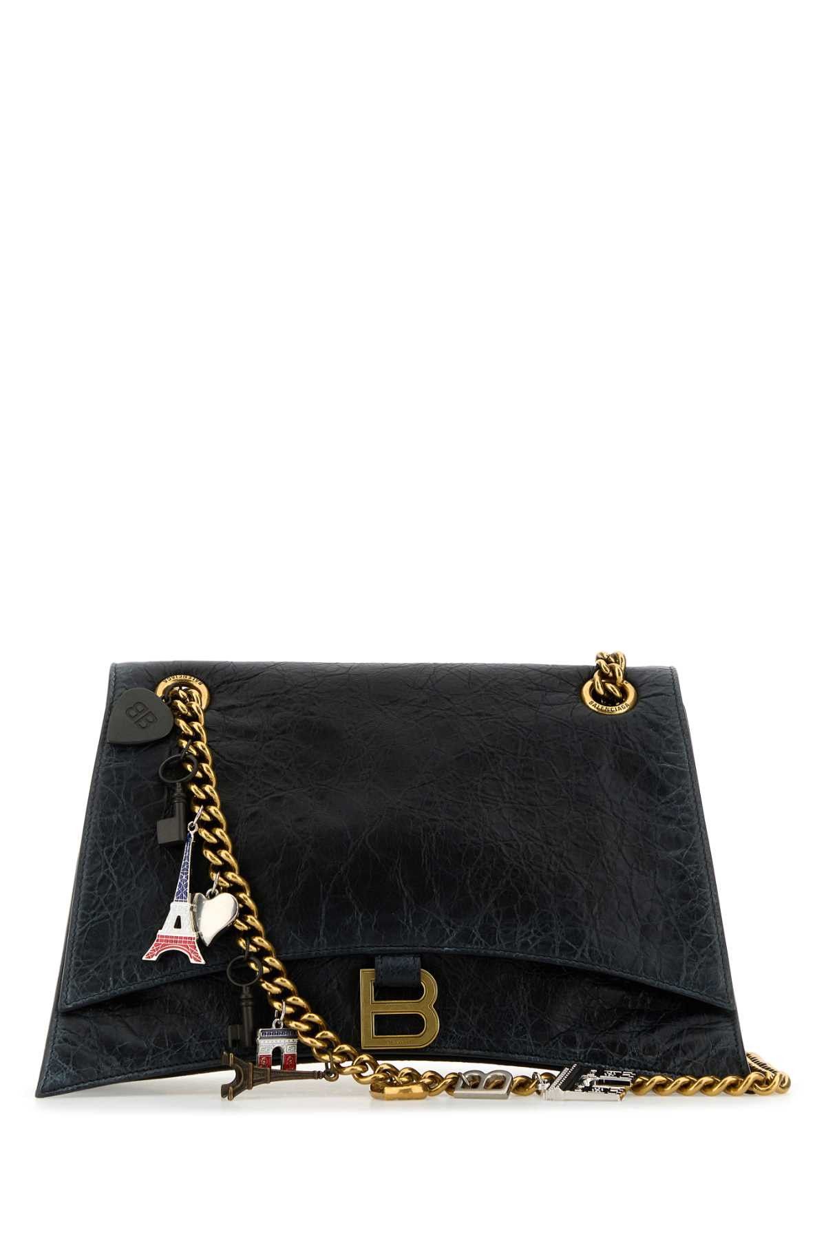 Balenciaga Black Leather Medium Crush Chain Shoulder Bag Size ONE SIZE - 1 Thumbnail