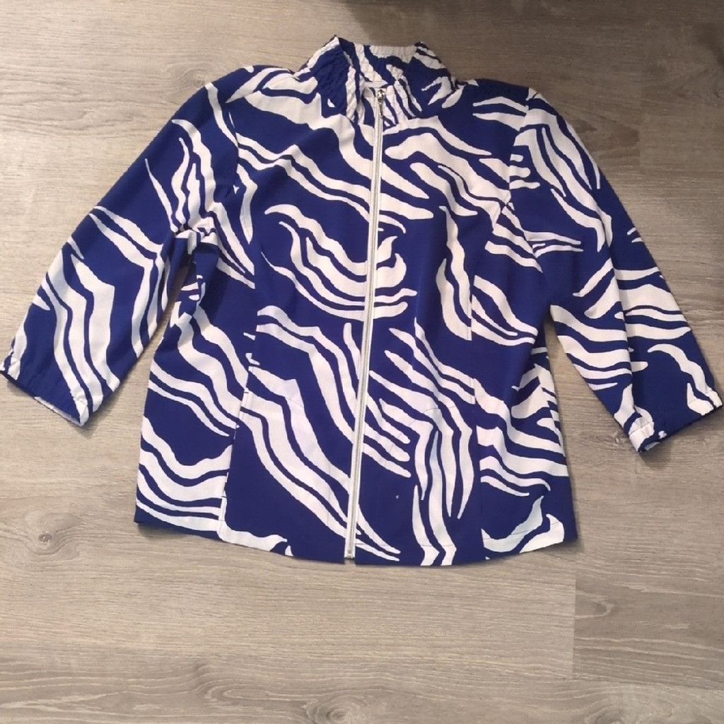 Chicos Zenergy By Chico's Blue White Golf Jacket Size 2 Size L / US 10 / IT 46 - 1 Thumbnail