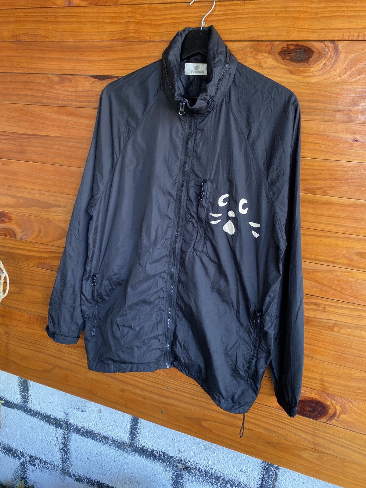 Ne-Net Ne-net Black Cat Face Nylon Windbreaker Jacket – Japan Size US M / EU 48-50 / 2 - 4 Thumbnail