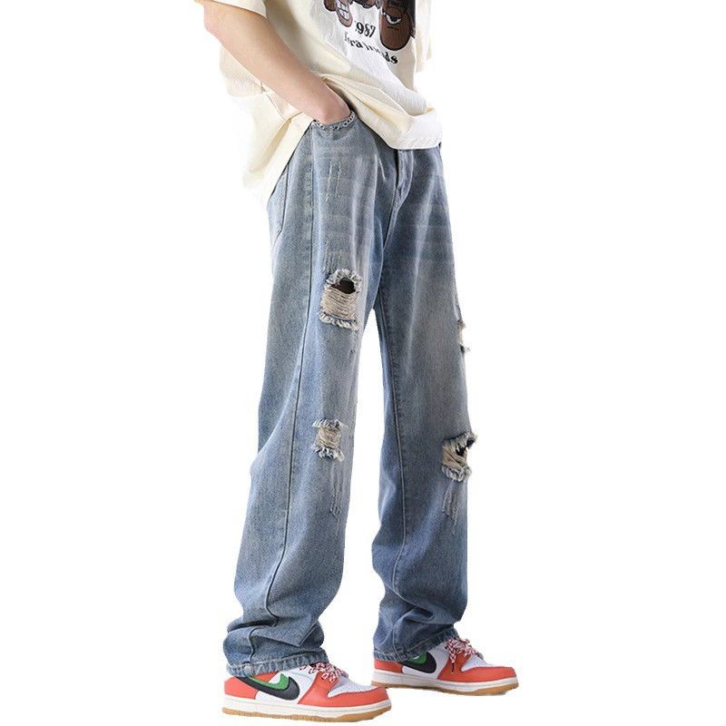 Vintage Men's casual straight wide-leg ripped jeans Size US 32 / EU 48 - 3 Thumbnail