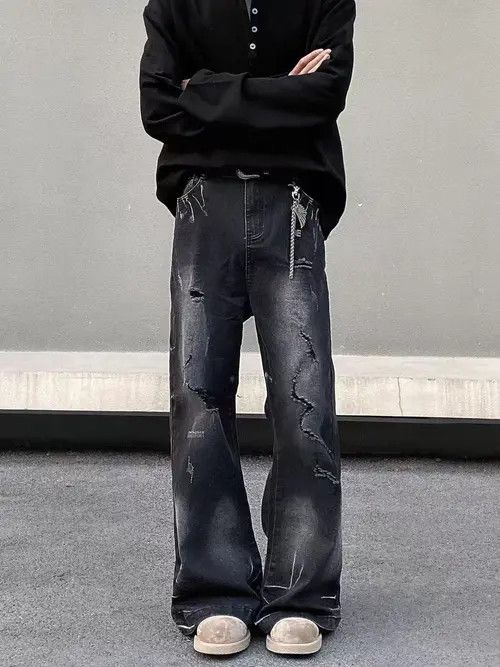 VIBE High street vintage ripped micro flare baggy jeans Size US 30 / EU 46 - 4 Thumbnail