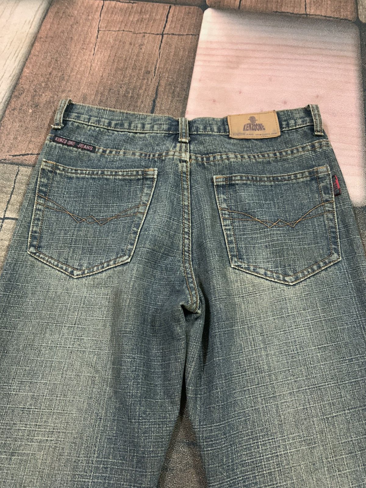 If Six Was Nine FLARED RUSTY WASH jeans with claw mark faded design Size US 29 - 10 Thumbnail