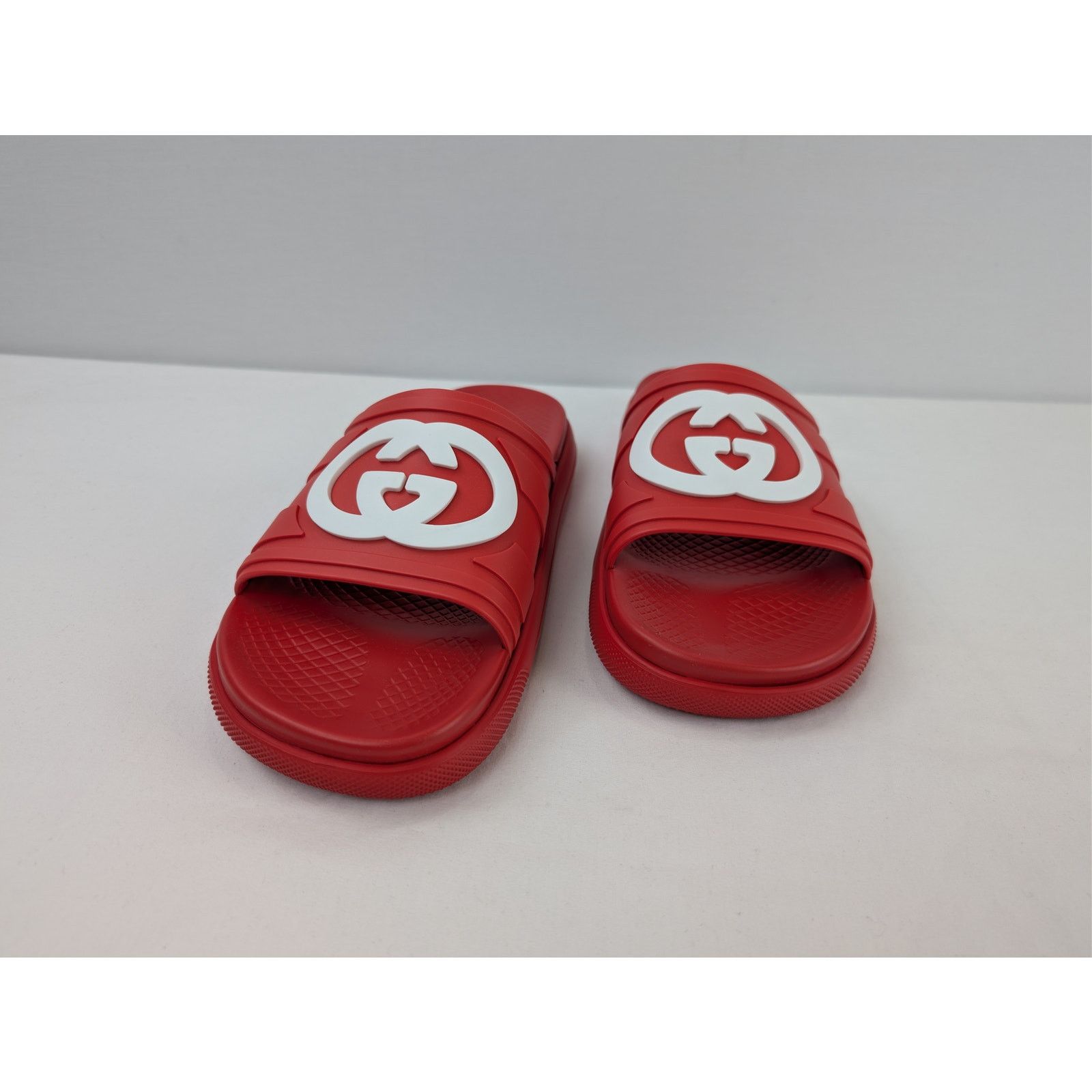 Gucci o1rshd1 Men's New Pursuit Slide Rubber 650 Slipper in Red Size US 12.5 / EU 45-46 - 8 Thumbnail