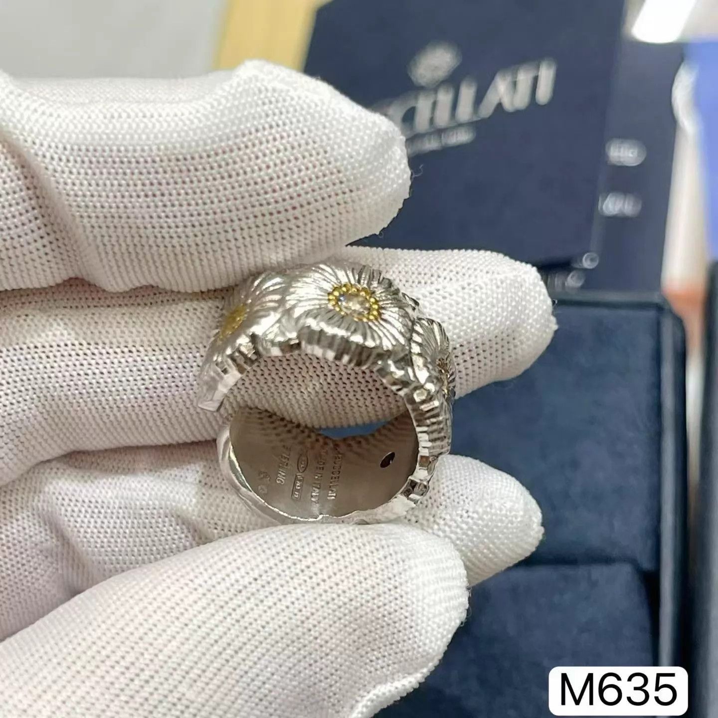 Buccellati Buccellati Daisy Diamond Open Ring 925 Silver Size 49 Size ONE SIZE - 8 Thumbnail
