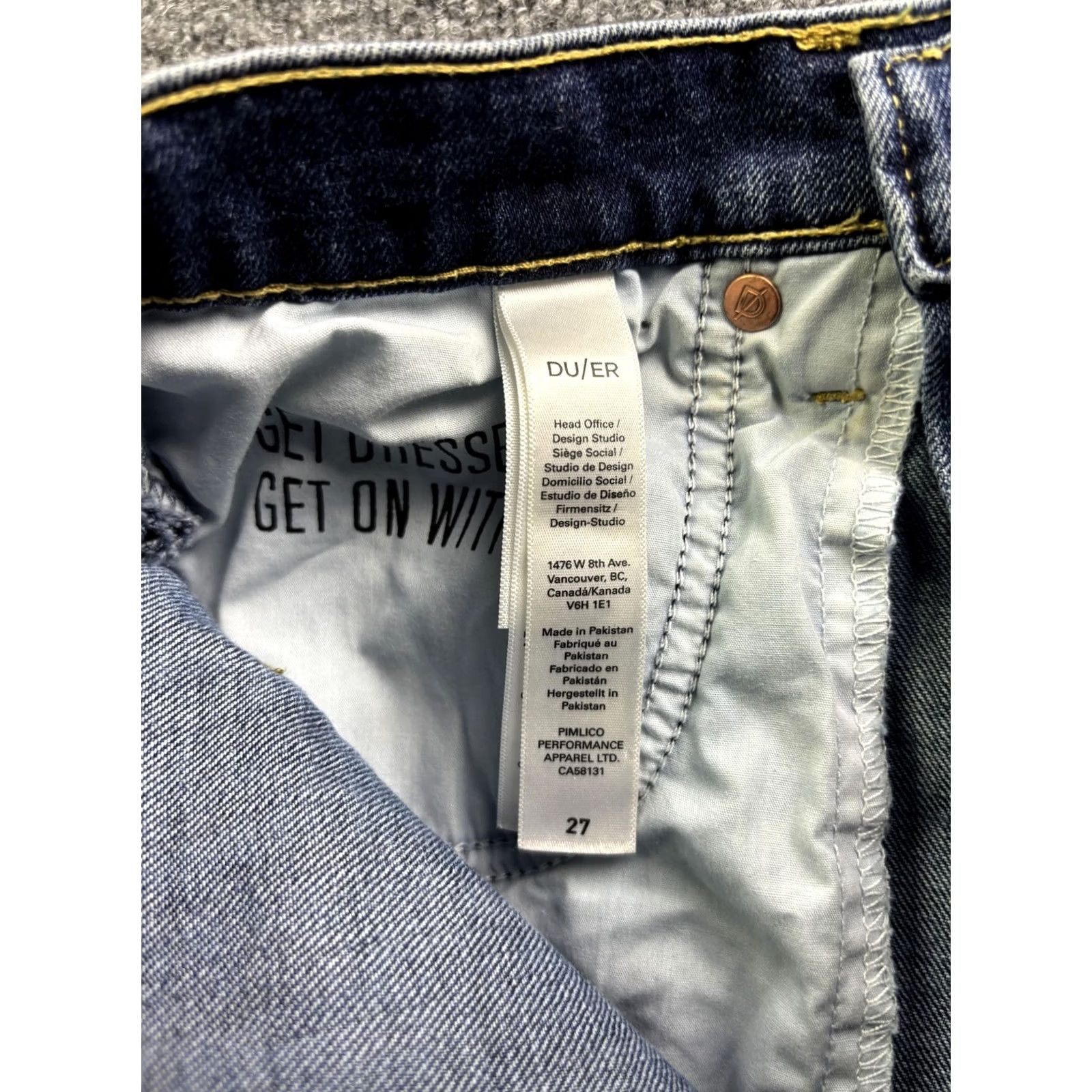 Vintage DU/ER Denim Shorts Womens 27 Blue High Rise Button Fly Cut-Off Raw Hem Stretch 5-Pocket Summer Casual Boys Girls Mens Womens Size 27" / US 4 / IT 40 - 7 Thumbnail