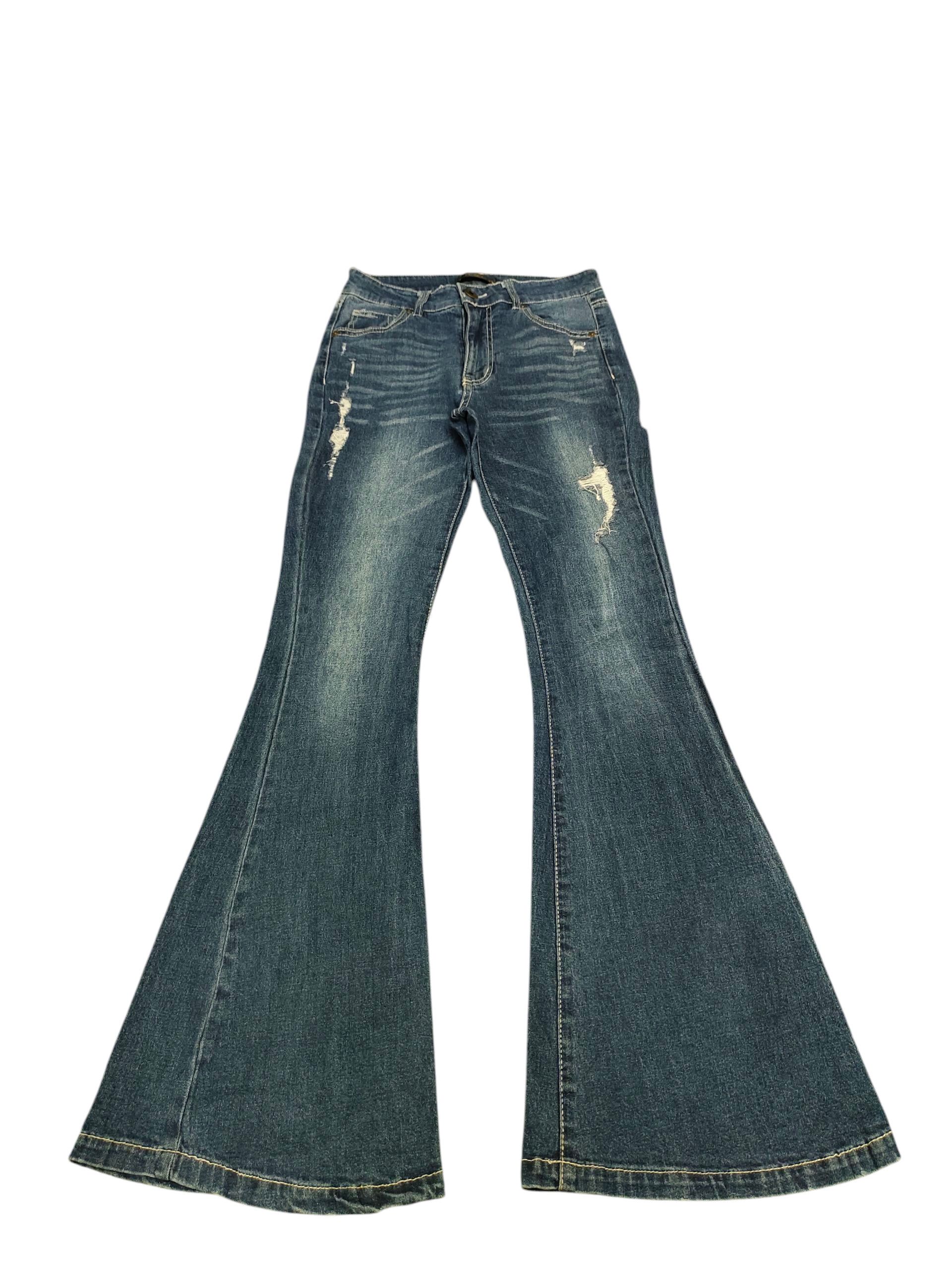 If Six Was Nine Flare Jeans Gorge Distress Denim Bootcut Low Rise Size US 26 / EU 42 - 2 Thumbnail