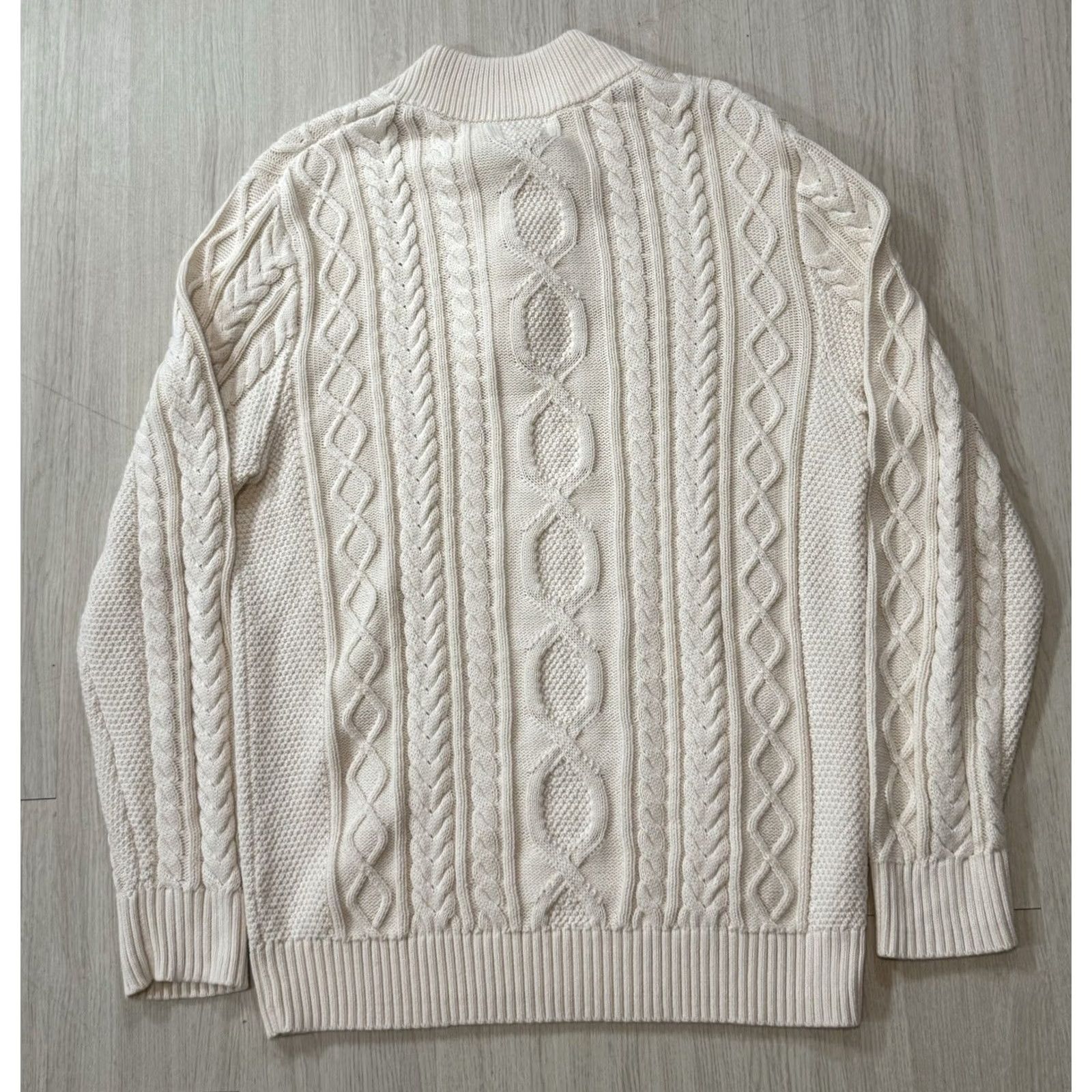 Vintage VINTAGE L.L. Bean Sweater Mens Pullover Fisherman Cable-Knit Mock Neck White Cotton Big & Tall XLT White Ireland 90s Outdoor Classic Vintage No Size US XL / EU 56 / 4 - 2 Thumbnail