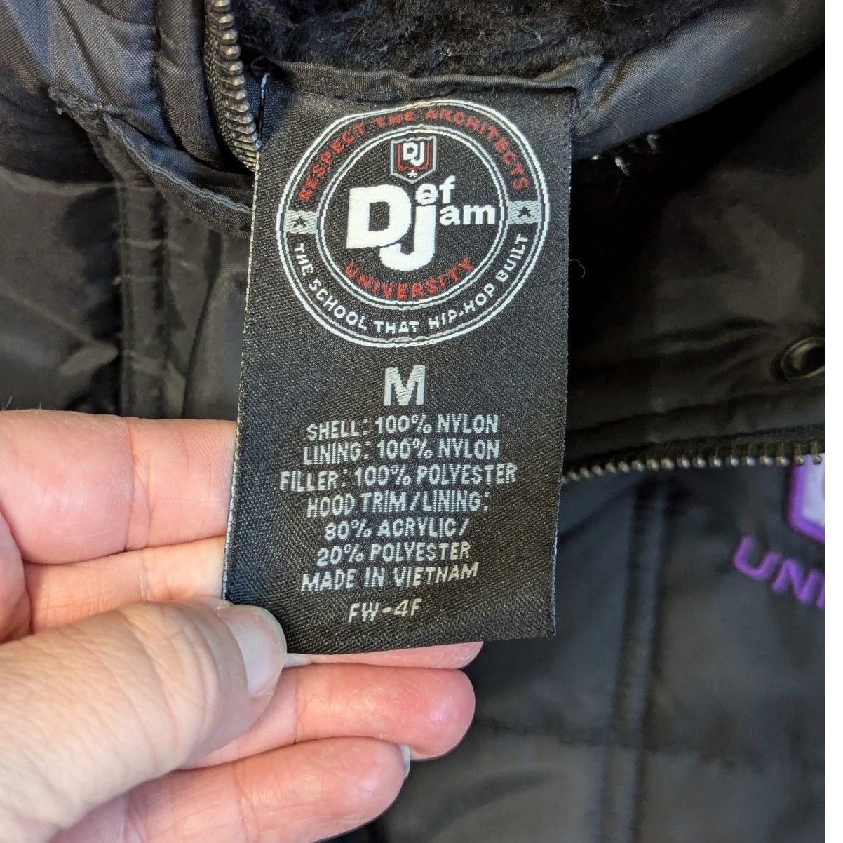 Vintage Vintage Def Jam University Puffer Coat Black Hip Hop MTV 90s Size M / US 6-8 / IT 42-44 - 5 Thumbnail