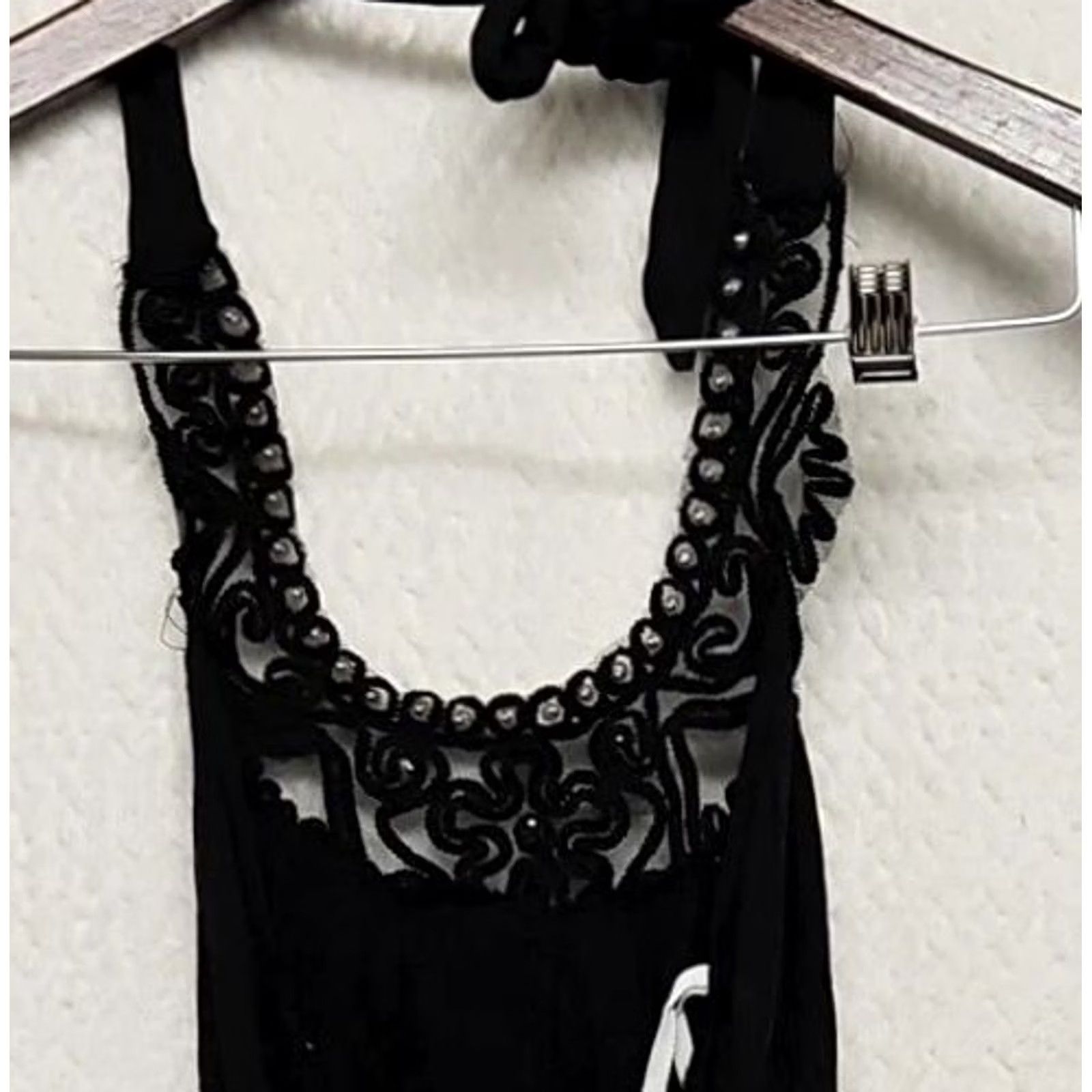 Vintage VINTAGE? No. Black Beaded Embroidered Sleeveless Tunic Top Y2K Boho Gothic Fairy Grunge Small Size S / US 4 / IT 40 - 6 Thumbnail