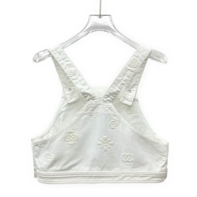 Chanel Chanel White logo camellia relief cotton denim vest Size XS / US 0-2 / IT 36-38 - 2 Thumbnail