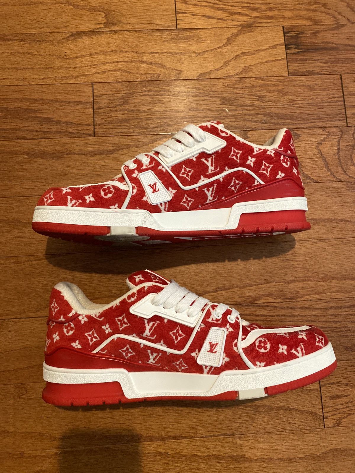 Louis Vuitton Louis Vuitton Trainer Red Monogram Size US 11.5 / EU 44-45 - 4 Thumbnail