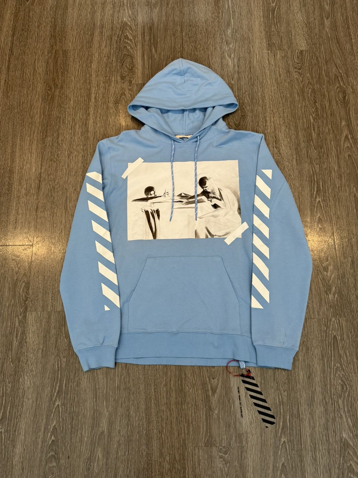 Off white caravaggio hoodie blue hotsell