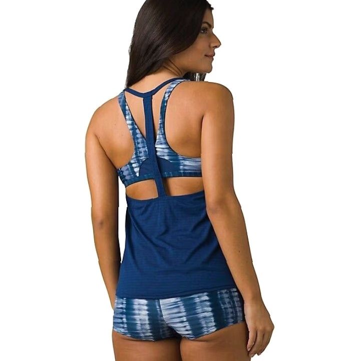 Prana prAna Ainsley Tankini Belize Blue Women's XS Tankini Solid Nylon Spandex Adjustable Removable Pads 1964801 Size ONE SIZE - 3 Thumbnail