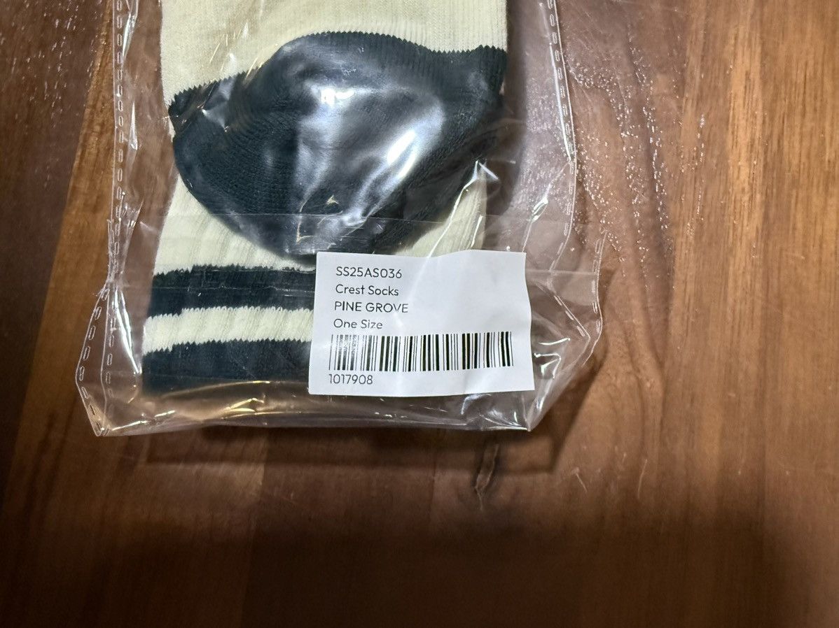 Aime Leon Dore Aime Leon Dore Striped Floral Crest Crew Sock in Pine Grove Size ONE SIZE - 4 Thumbnail