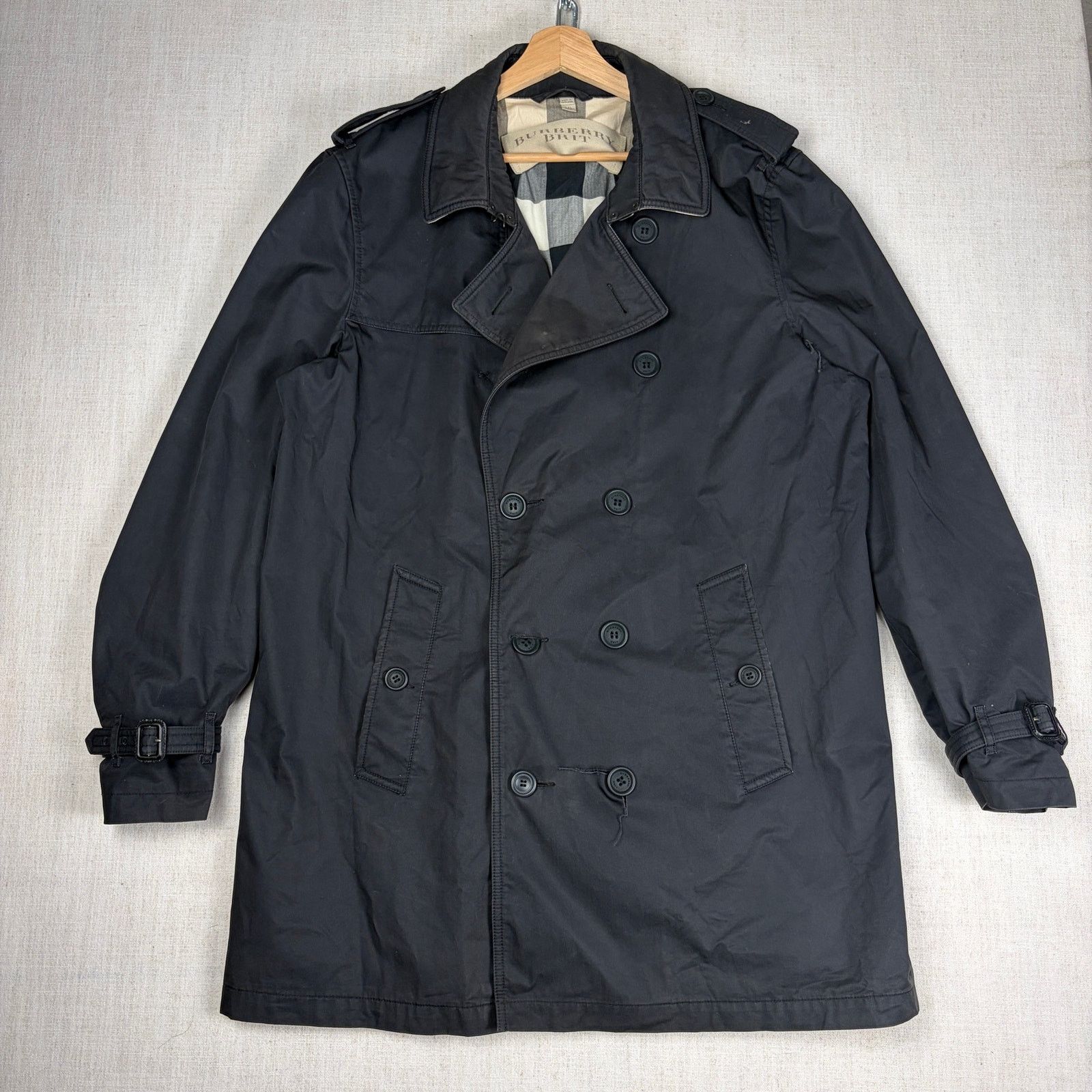 Burberry Burberry Brit Nova Check Double Breasted XXL Trench Coat Size US XXL / EU 58 / 5 - 1 Thumbnail