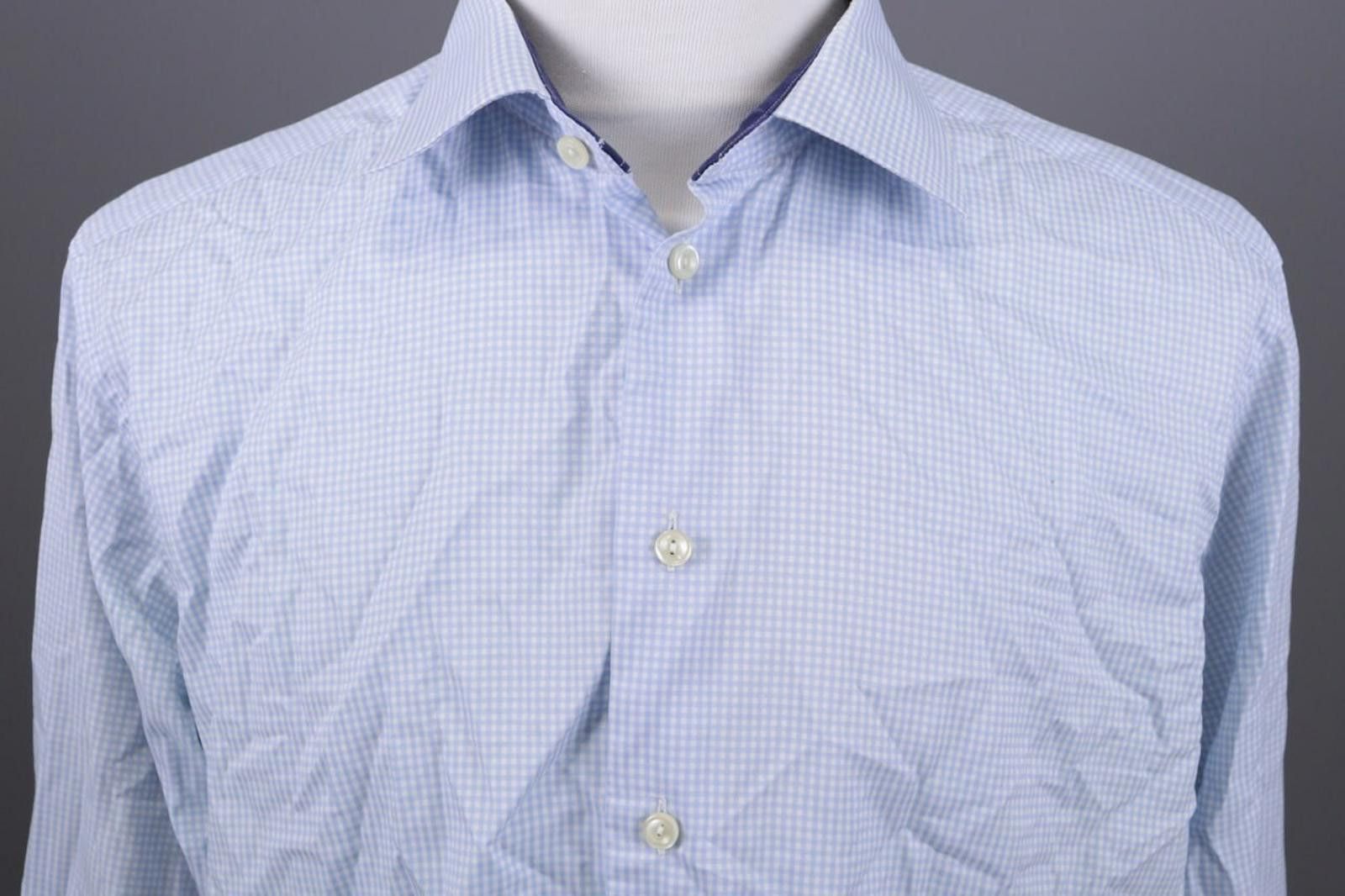 Eton Eton Contemporary Check Blue Shirt Size 45 17.75 XXL Size US XXL / EU 58 / 5 - 7 Thumbnail