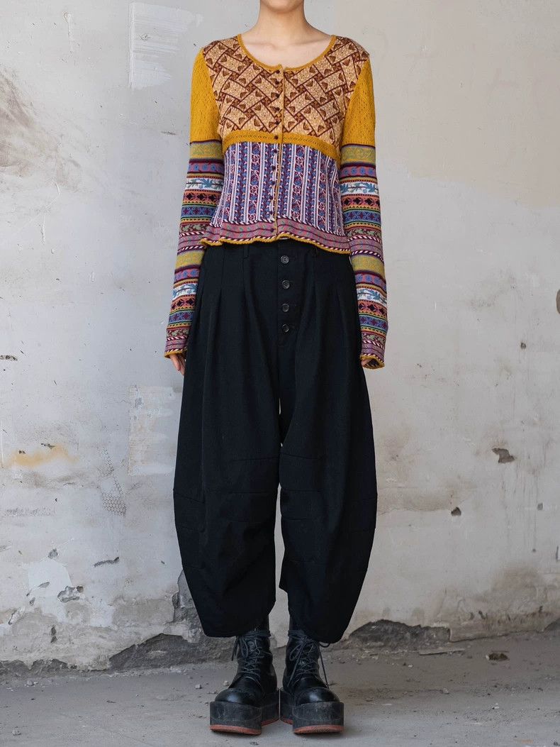 Kenzo KENZO Ethnic patchwork knit sweater Size M / US 6-8 / IT 42-44 - 1 Thumbnail