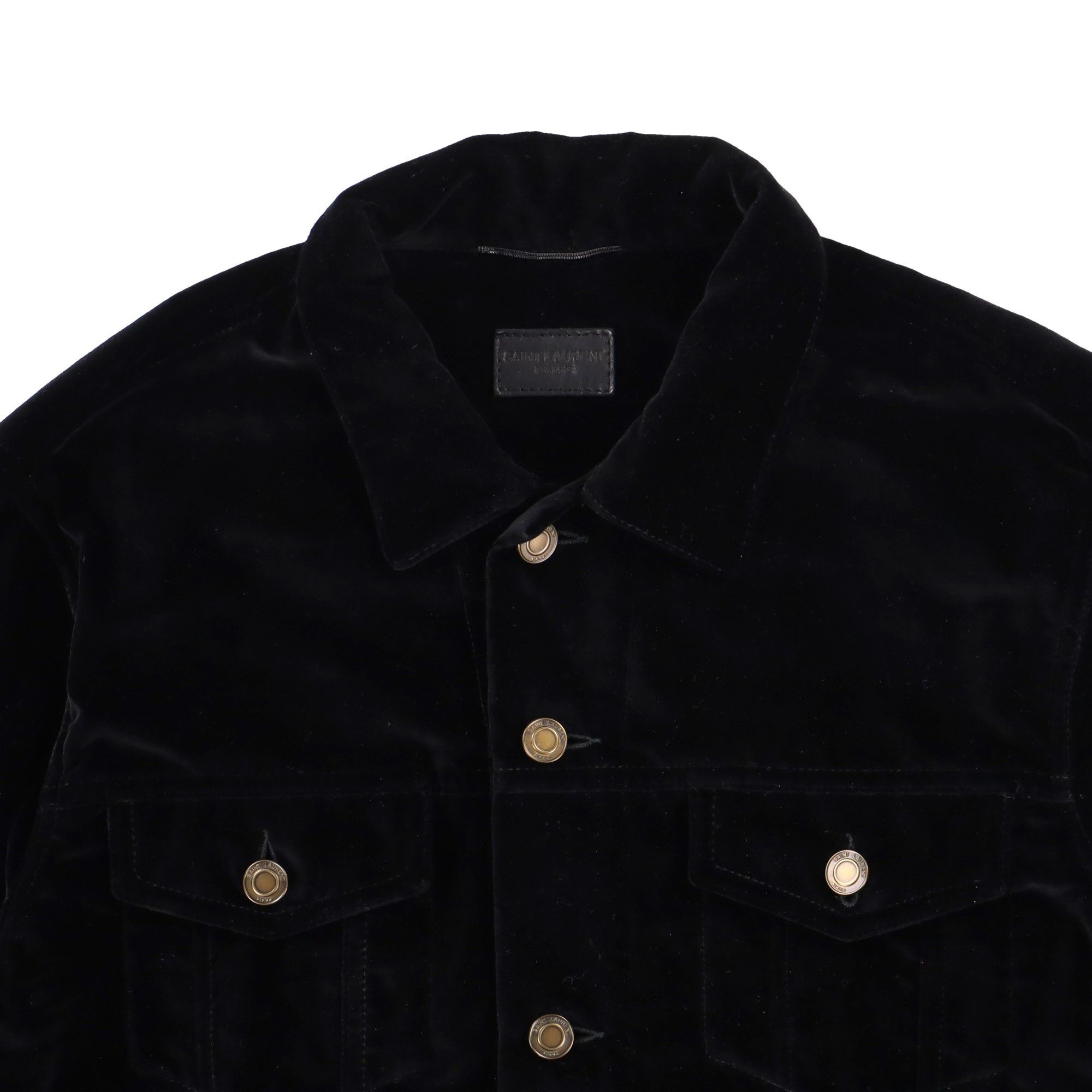 Saint Laurent Paris Black Studded Music Note Velvet Trucker Jacket Size US L / EU 52-54 / 3 - 4 Thumbnail