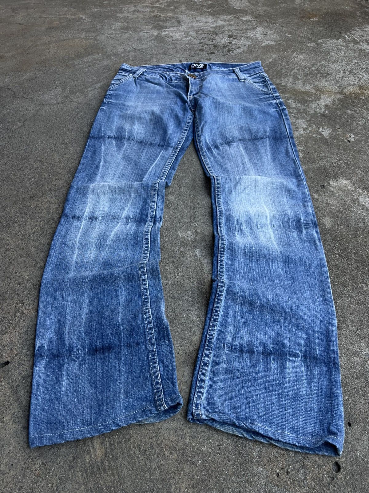 Dolce & Gabbana Crazy Vintage Dolce & Gabbana Boot cut Flared Jeans Big Logo Size 31" - 1 Thumbnail
