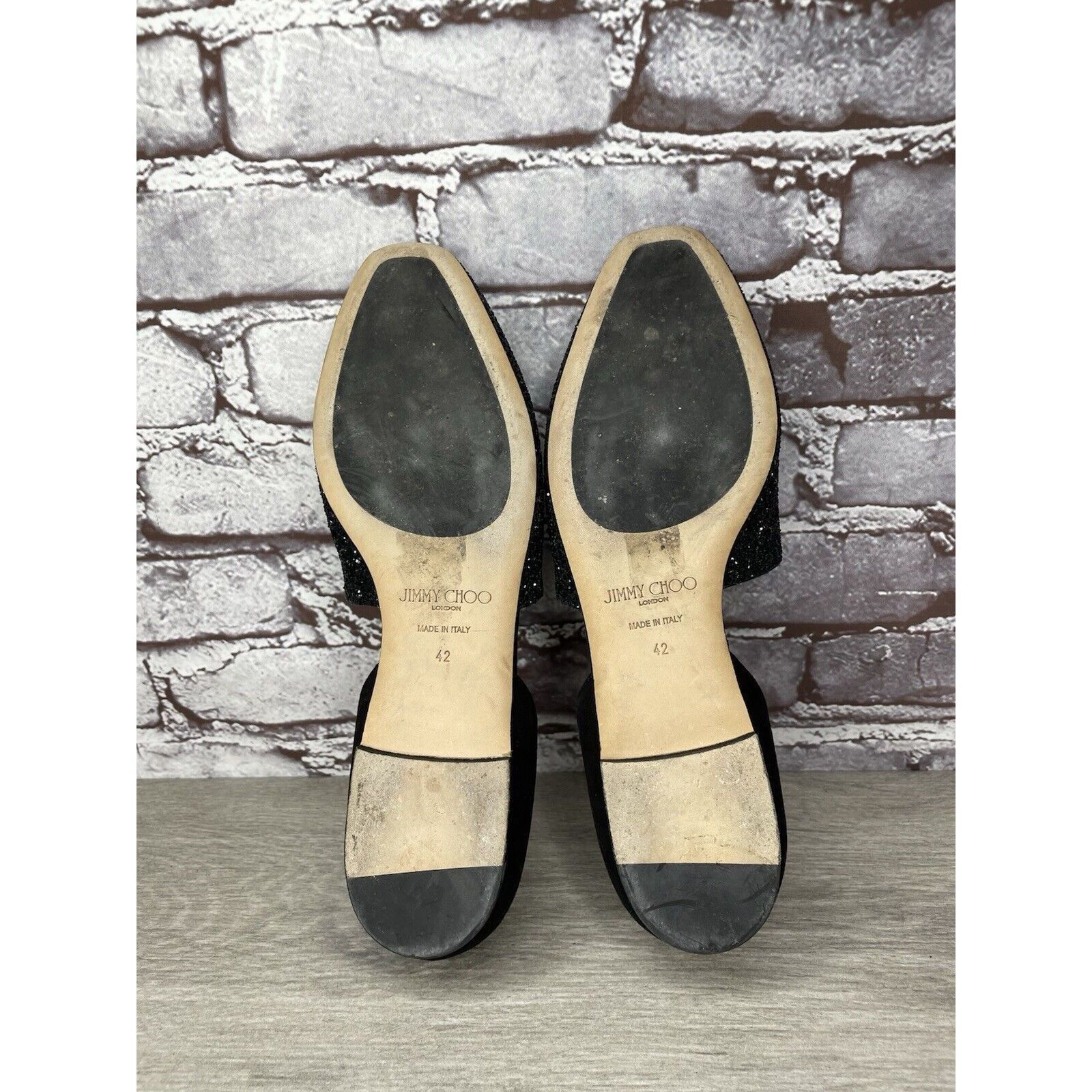 Jimmy Choo Jimmy Choo London Black Suede Leather Sparkle D’ Orsay Flats Size US 11 / IT 41 - 8 Thumbnail