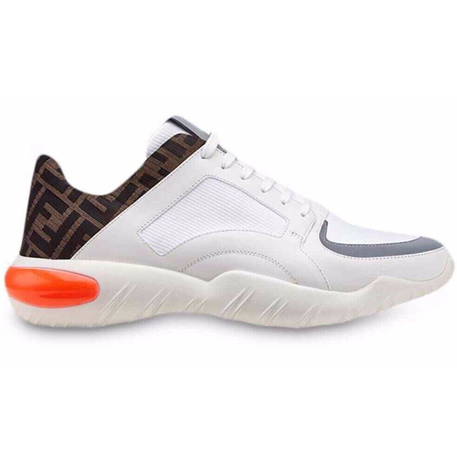 Fendi Fendi Mens White Brown Fabric Logo Sneaker Flat Trainer Size US 8 / EU 41 - 1 Thumbnail