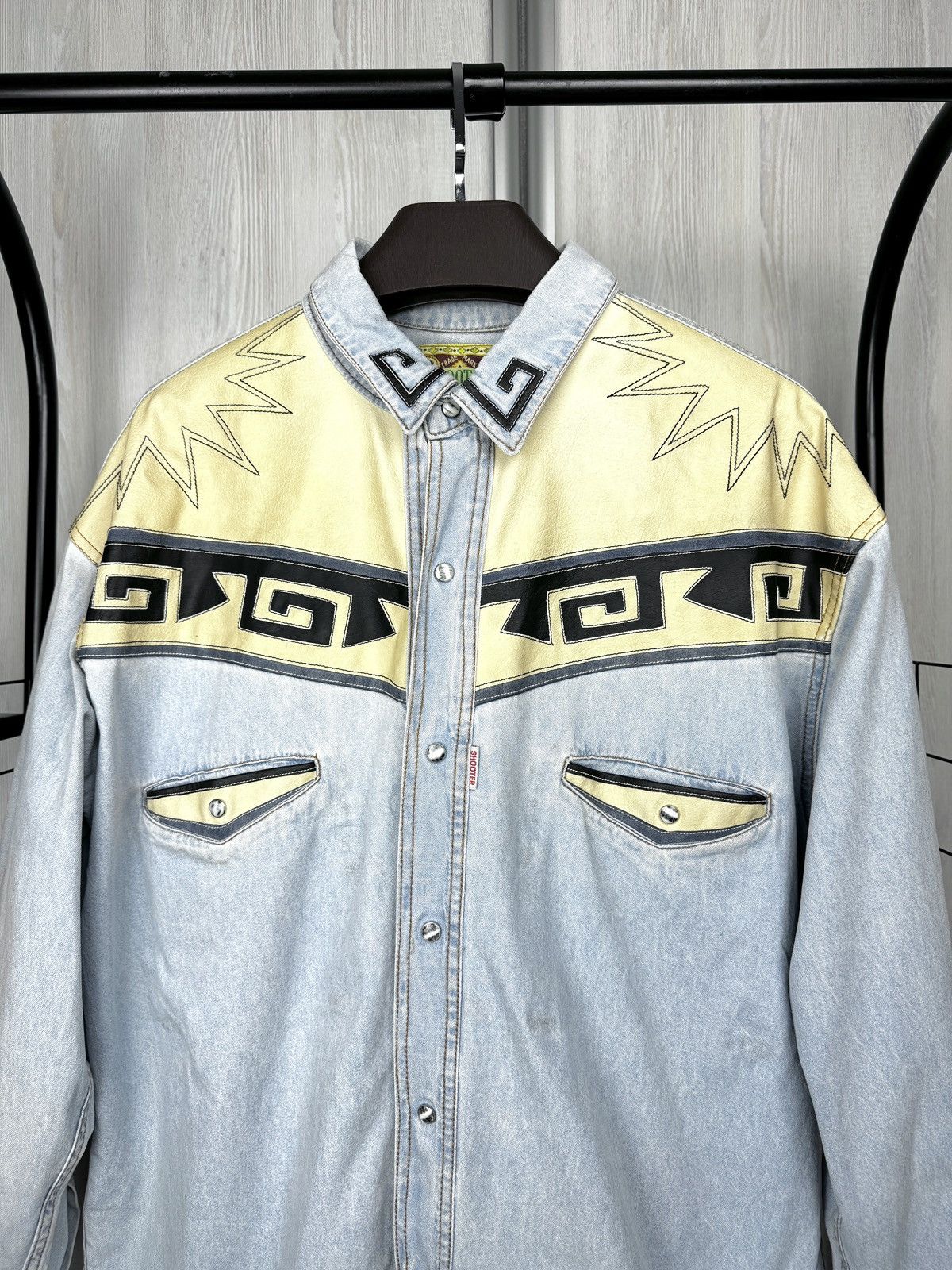 Other Vintage 90s Shooter Denim Western Native Cowboy Rodeo Shirt Size US XL / EU 56 / 4 - 3 Thumbnail