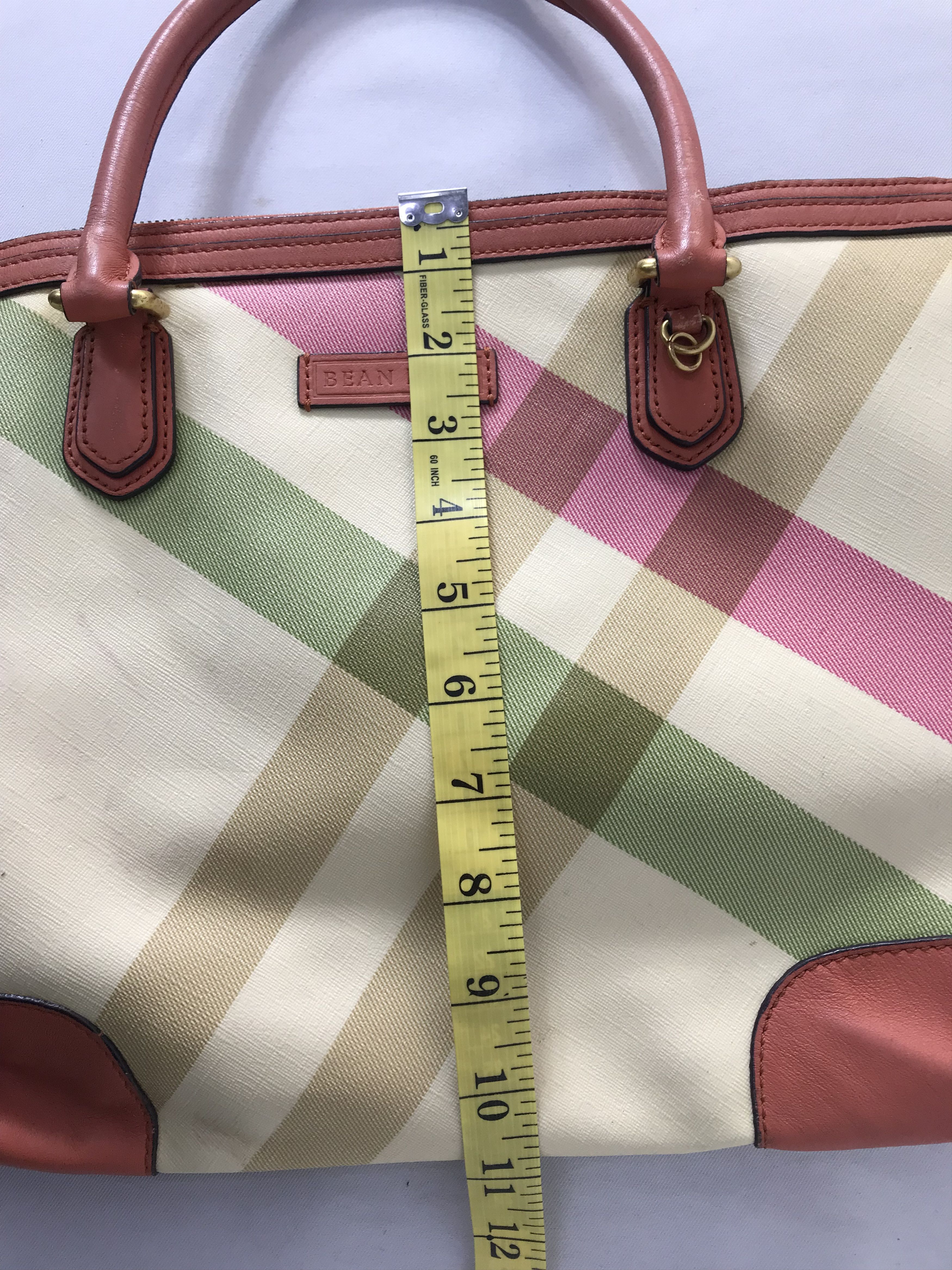BEANPOLE Bean Pole Nova Check Checkered Burgandy Leather Hand Bag Size ONE SIZE - 13 Thumbnail