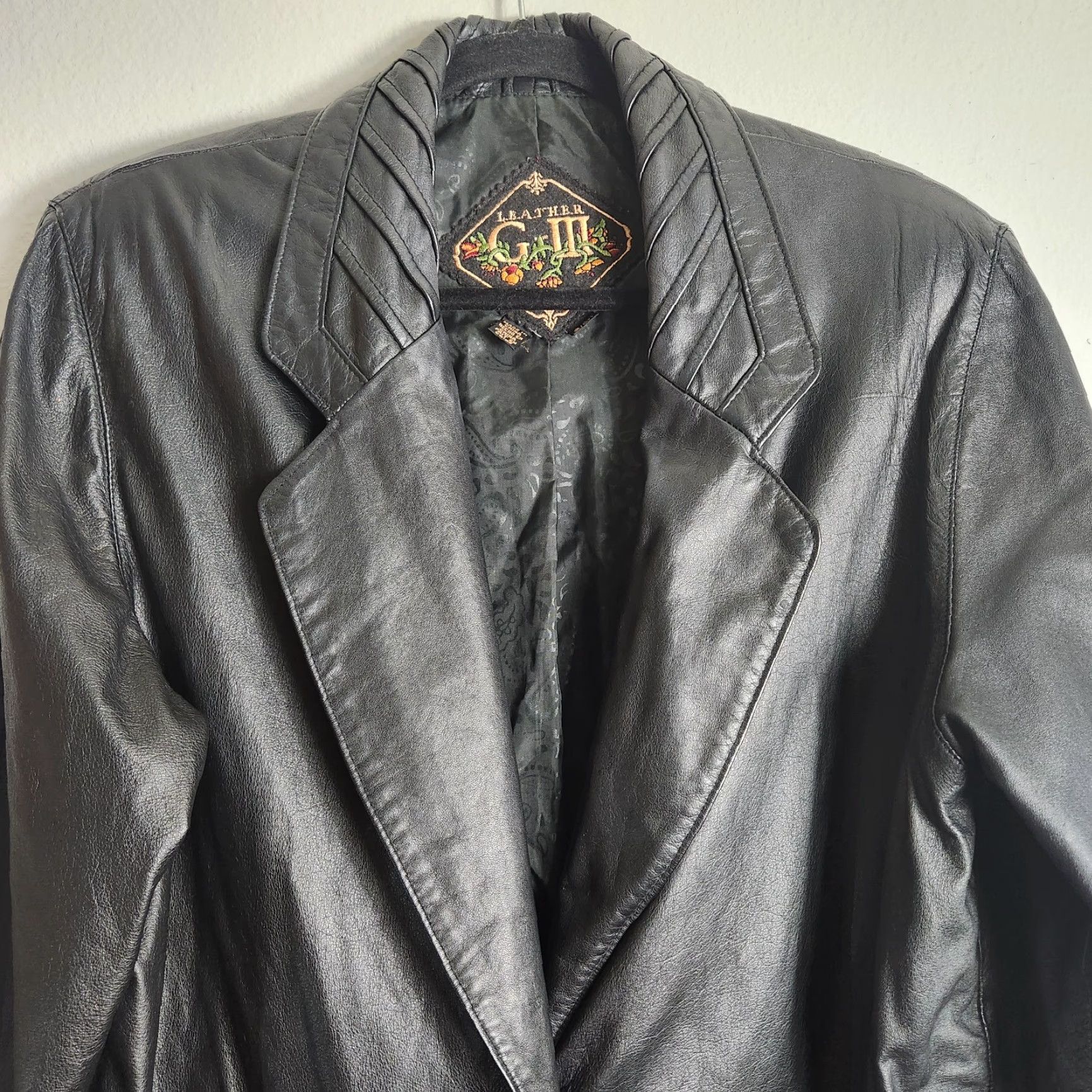 G-III G-III Womens Vintage Black Leather Long Length Single Breasted Coat-Size S Size S / US 4 / IT 40 - 2 Thumbnail
