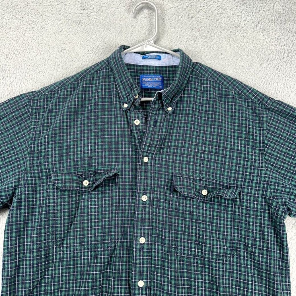 Pendleton Pendleton Shirt Mens Large Navy Green Plaid Flannel Button Down Front Pocket Size US L / EU 52-54 / 3 - 2 Thumbnail