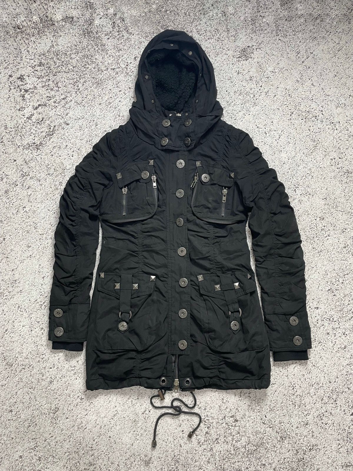 Japanese Brand 2000s D.I.A - Vkei Crumpled Jacket Napoleon Hodded Jacket Size US S / EU 44-46 / 1 - 1 Thumbnail
