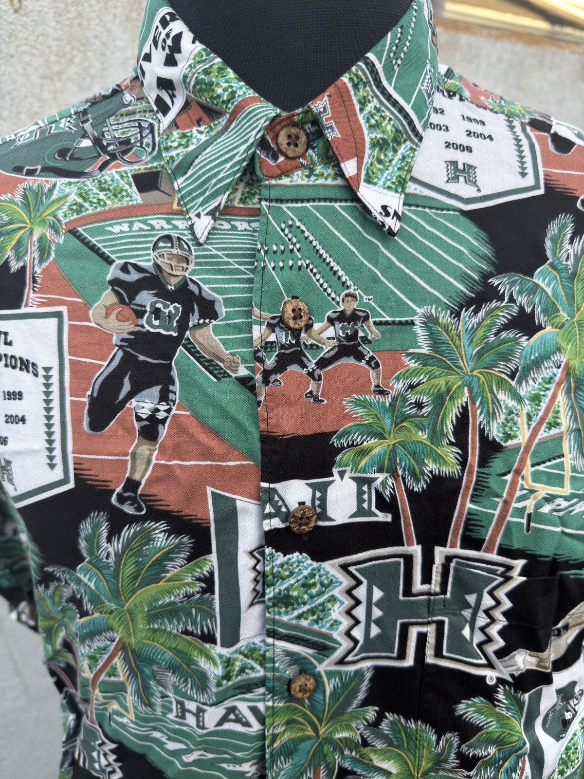 Reyn Spooner Reyn Spooner Men's L Green Hawaiian University of Hawaii Size US L / EU 52-54 / 3 - 3 Thumbnail