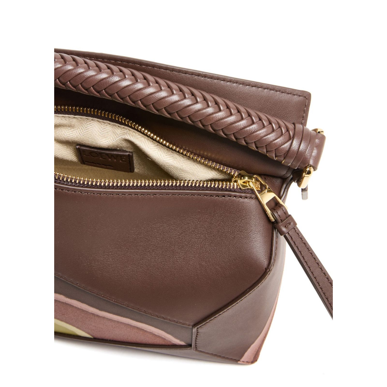 Loewe LOEWE Puzzle Small Edge Chocolate/Light Moss Leather Handbag Size ONE SIZE - 4 Thumbnail