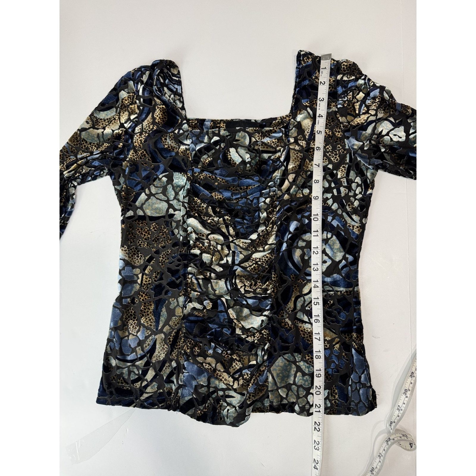 Other Vintage Velvet Burnout Libra Top Blue Y2K Goth Witchy Med Size M / US 6-8 / IT 42-44 - 4 Thumbnail
