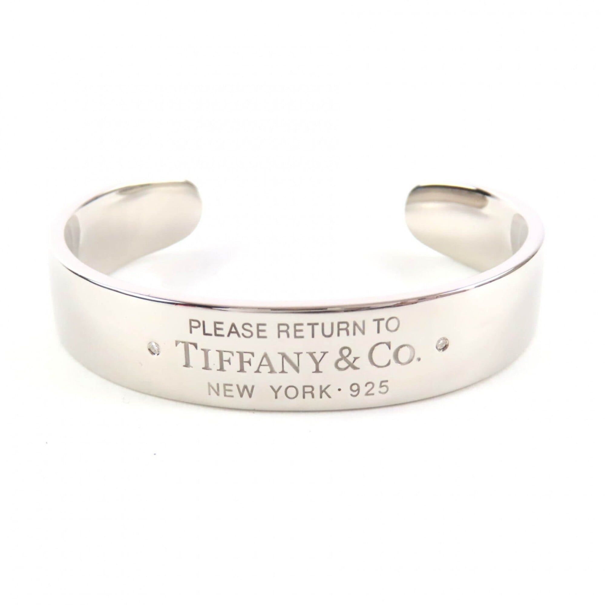 Tiffany & Co. TIFFANY&Co. Tiffany & Co. Return to AG925 Diamond RTT Narrow Cuff Bangle Silver Size S Weight 33.6g Women's Size ONE SIZE - 1 Thumbnail