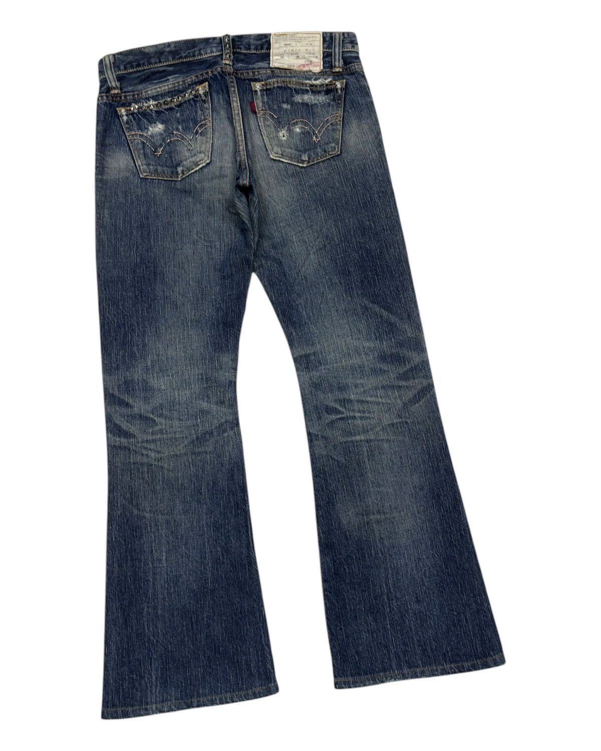 Who Decides War 🔥Edwin 503 Pierced & Studs Flared Jeans Low Rise Size US 32 / EU 48 - 4 Thumbnail