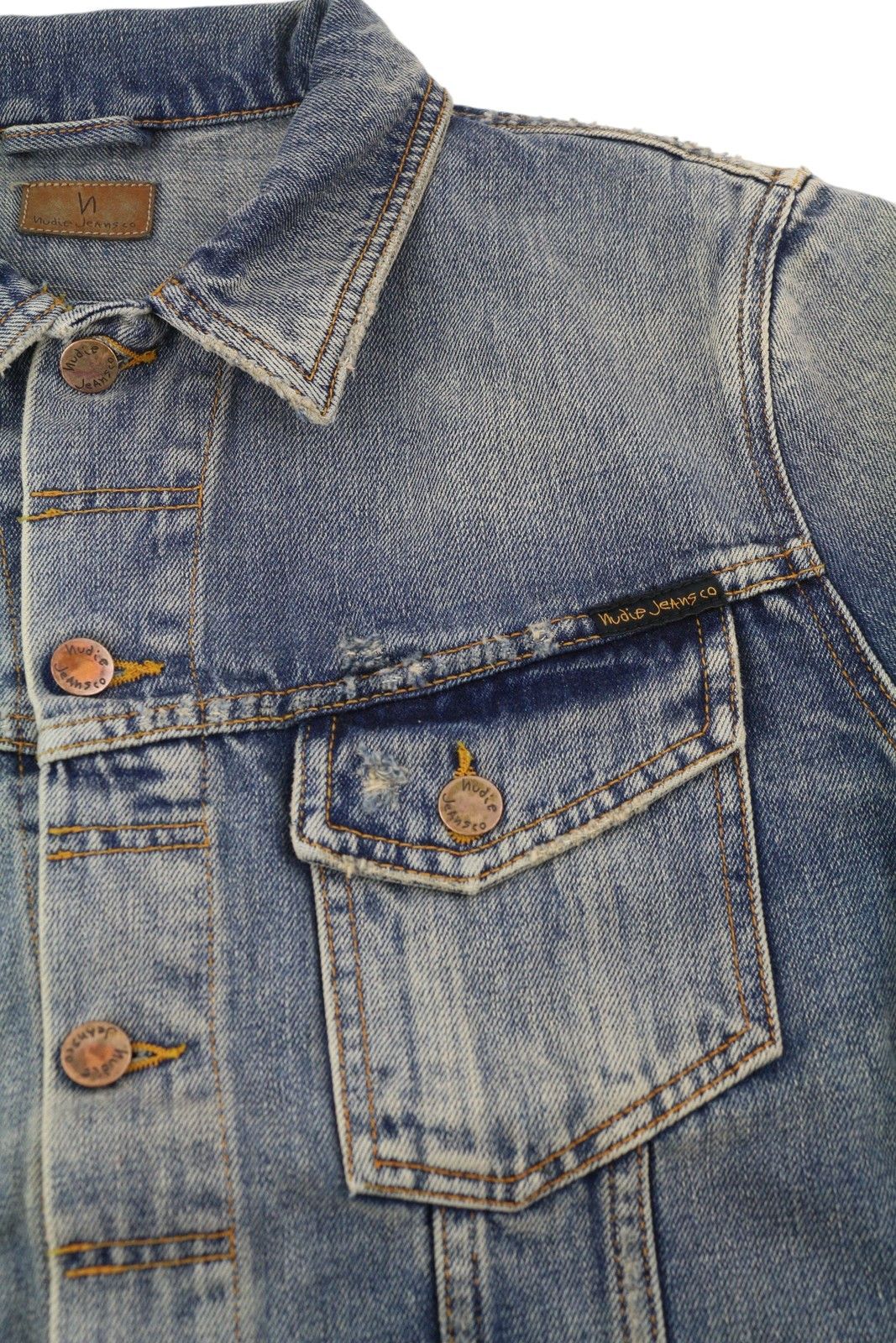 Nudie Jeans BILLY M Shimmering Indigo Button-Up Washed Distress 85896 Size US M / EU 48-50 / 2 - 5 Thumbnail