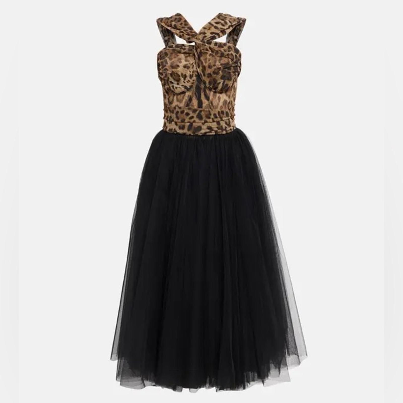 Dolce & Gabbana Dolce & Gabbana Leopard and Black Tulle Gown Size XS / US 0-2 / IT 36-38 - 4 Thumbnail