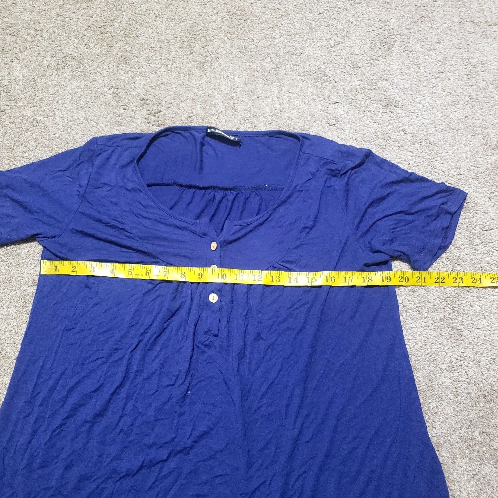 Vintage Sarin Mathews Shirt Women L Blue Short Sleeve T-Shirt 90s? Size L / US 10 / IT 46 - 4 Thumbnail