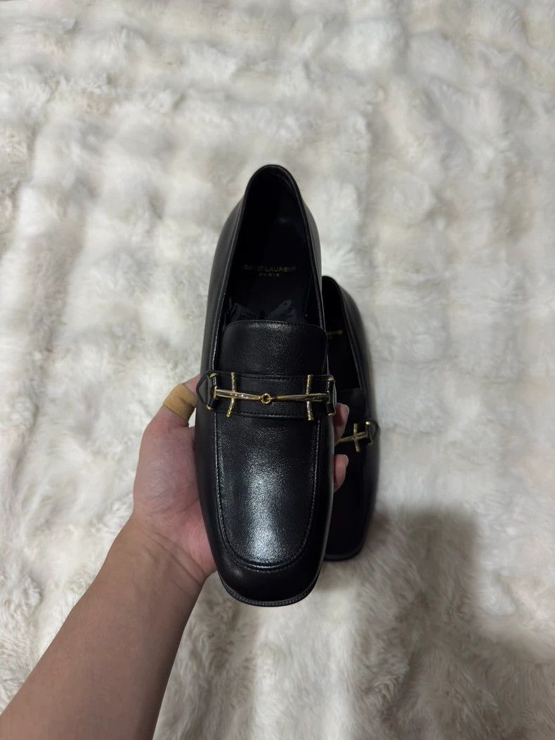 Saint Laurent Paris Saint Laurent Paris Black Gold Loafers shoes Size US 8 / EU 41 - 7 Thumbnail