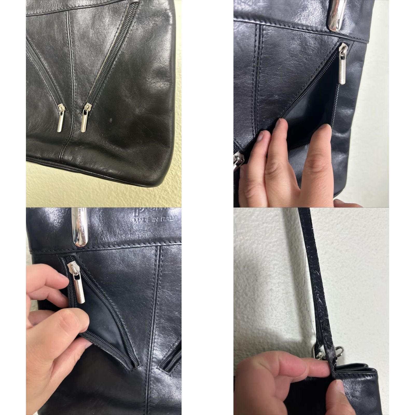 Vintage VINTAGE Pelle Leather Mini Backpack Purse Black Womens 9x9x3 Italy Flaws Size ONE SIZE - 8 Thumbnail