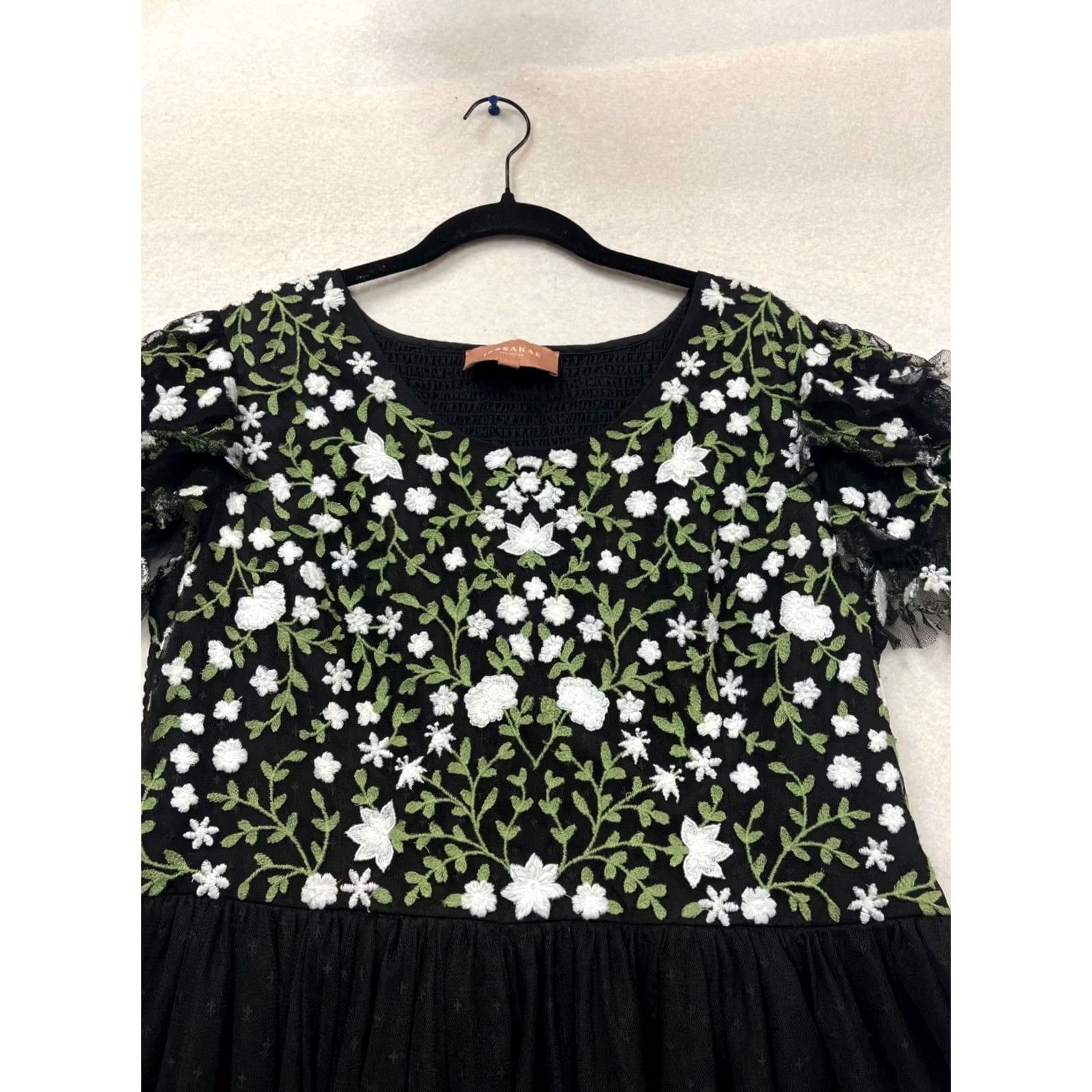 Vintage Jessakae 2XL Black Floral Embroidered Dress Womens Plus Size Midi Embroidered Floral Style Fit & Flare Summer Spring Size XXL / US 16-18 / IT 52-54 - 6 Thumbnail