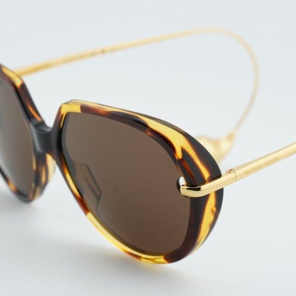 Bottega Veneta Bottega Veneta BV1436S 002 Sunglasses Havana Square Frame Size ONE SIZE - 9 Thumbnail