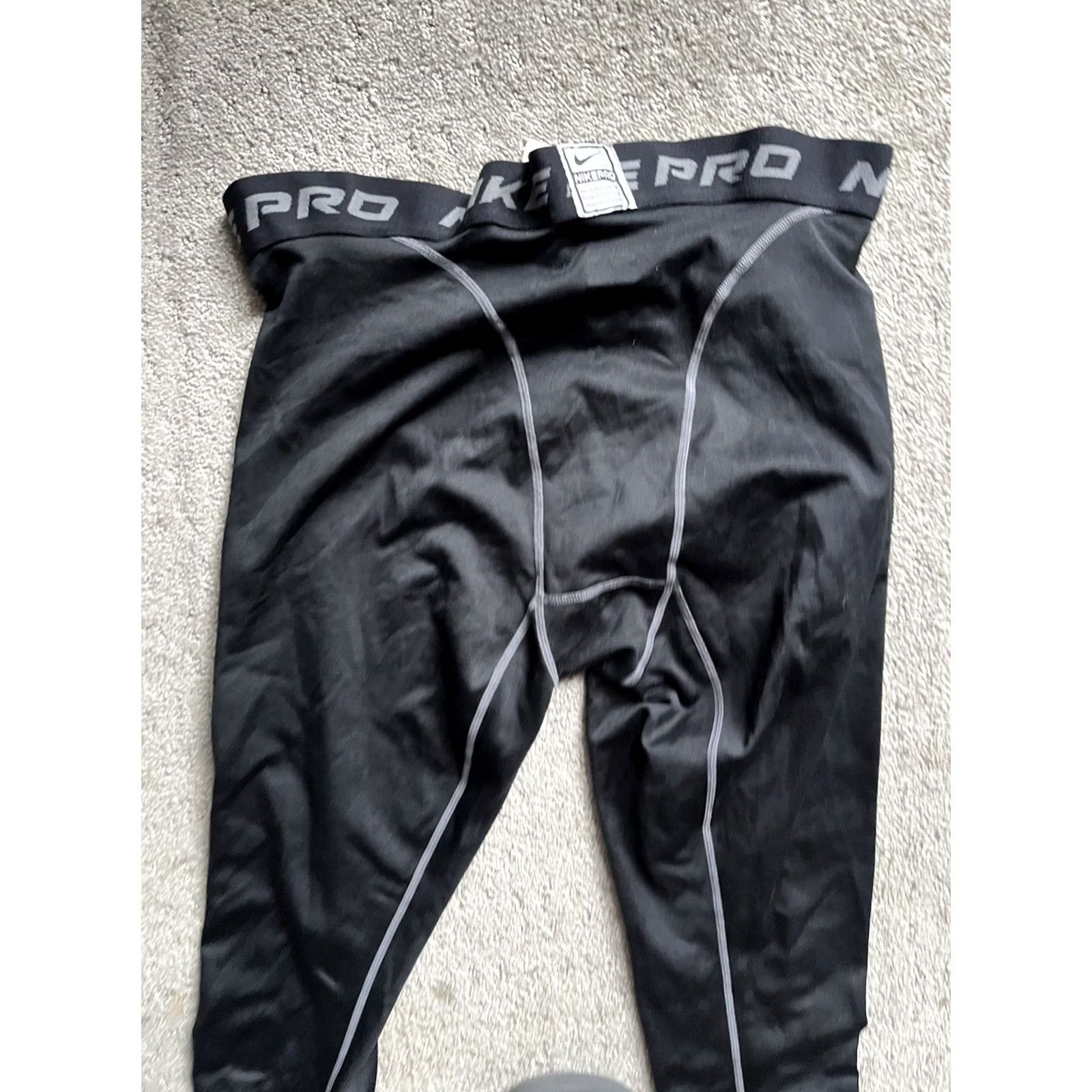 Nike Nike Pro Running Leggings Mens L Black Dri Fit Compression Pants Training Size US 33 - 2 Thumbnail