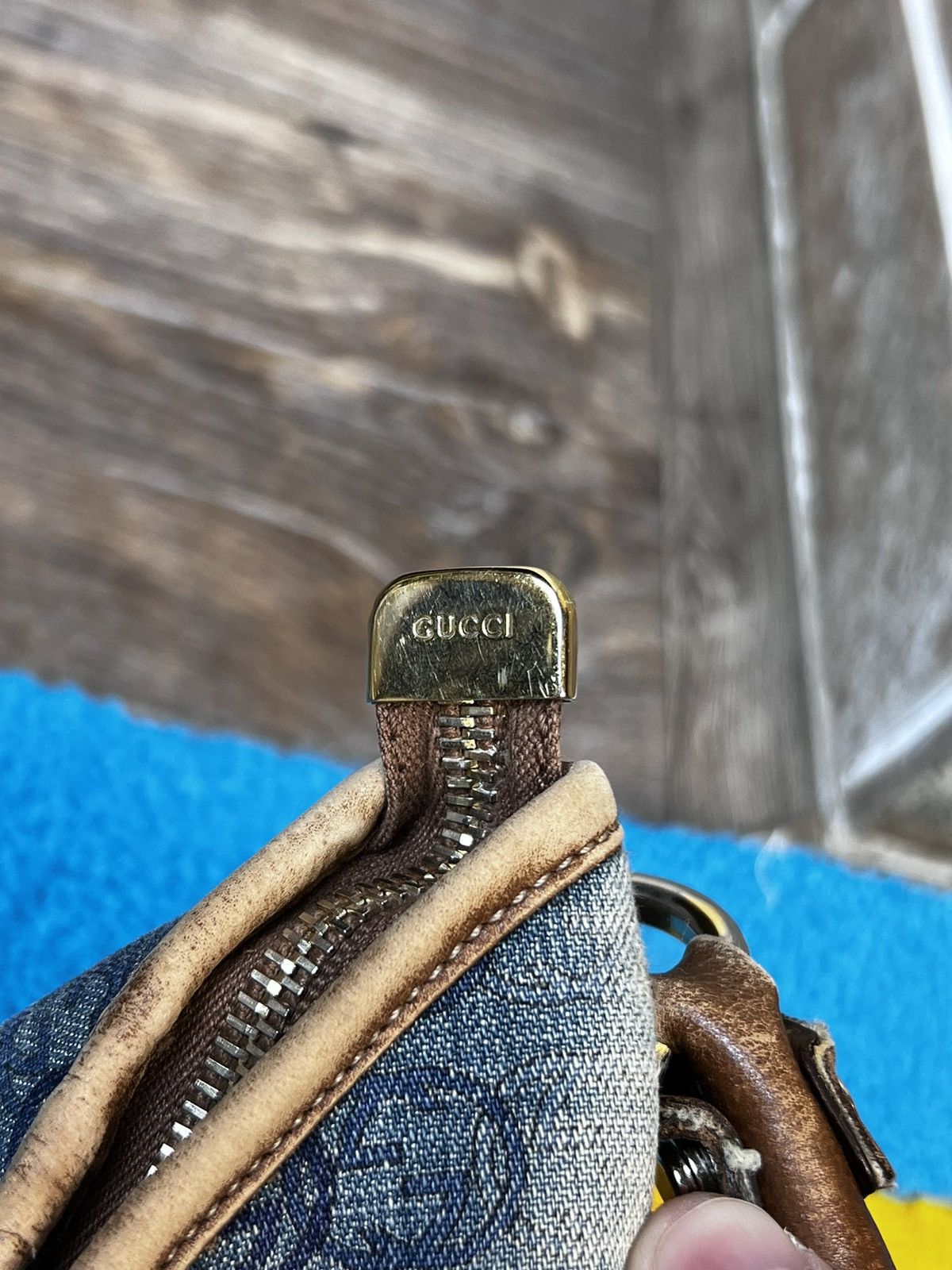 Gucci × Vintage Gucci Blue GG Denim Abbey D-Ring Shoulder Hobo Bag Size ONE SIZE - 11 Thumbnail