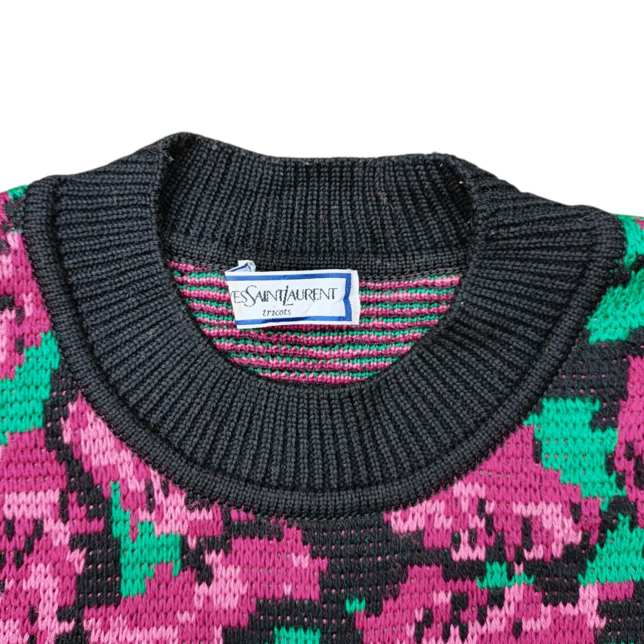 Yves Saint Laurent 80's Yvest Saint Laurent Tricots Knitted Floral Dress Size M / US 6-8 / IT 42-44 - 4 Thumbnail